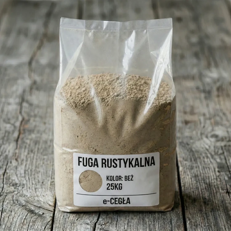 Gruboziarnista fuga dekoracyjna w odcieniu beżowym, przeznaczona do płytek z lica cegły, zapewniająca naturalny wygląd spoiny o strukturze tradycyjnej zaprawy.