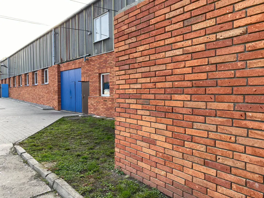 Surowy, matowy mur z cegły przed fugowaniem.